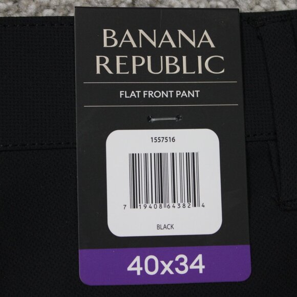 Banana Republic Pants NWT Mens 40x34 Black Flat Front Straight Leg Polyester - Picture 8 of 15